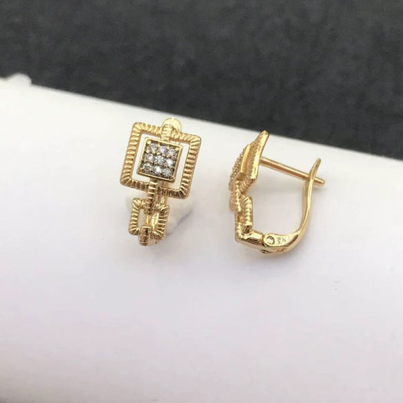 Wholesale Alloy Electroplated Geometric Style Earrings Inlaid With Zircon For Women