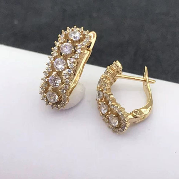 Wholesale Alloy Electroplated Geometric Style Earrings Inlaid With Zircon For Women