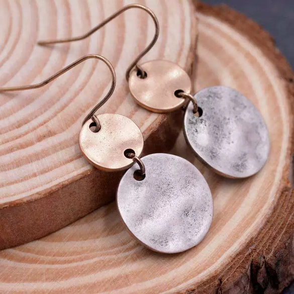 Wholesale Alloy Electroplated Geometric Women's Coin Ring Stitching Retro Earrings