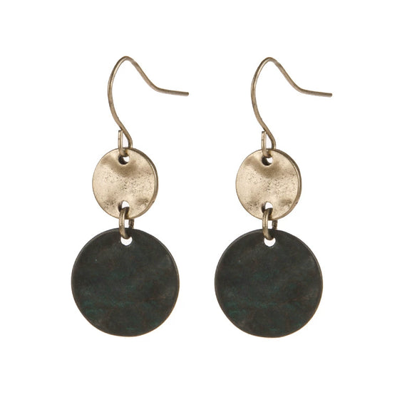 Wholesale Alloy Electroplated Geometric Women's Coin Ring Stitching Retro Earrings
