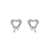 Wholesale Alloy Electroplated Heart Bow Micropaved Zircon Women's Earrings