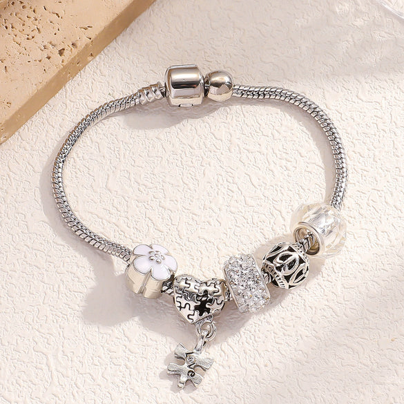 Wholesale Alloy Electroplated Heart Pattern Princess Style Ladies Bracelet