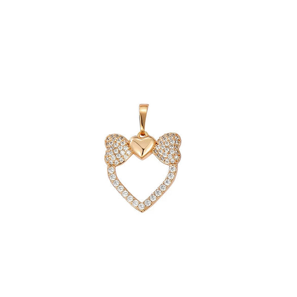 Wholesale Alloy Electroplated Heart Shape Inlaid Zircon Bow Love Pendant Necklace For Women