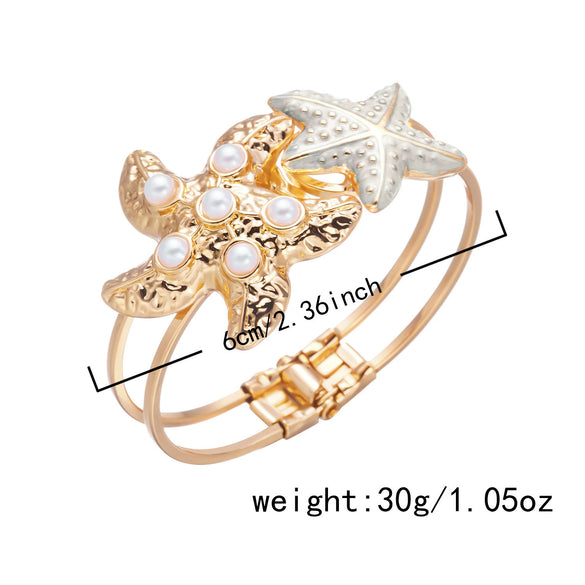 Wholesale Alloy Electroplated Irregular Starfish Pearl Bracelet Women's Beach Jewelry Accessories