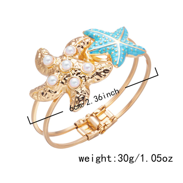 Wholesale Alloy Electroplated Irregular Starfish Pearl Bracelet Women's Beach Jewelry Accessories