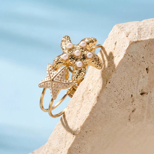 Wholesale Alloy Electroplated Irregular Starfish Pearl Bracelet Women's Beach Jewelry Accessories
