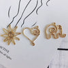 Wholesale Alloy Electroplated Jewelry Accessories Abstract Elephant Sunflower Heart Shaped Pendant Earrings