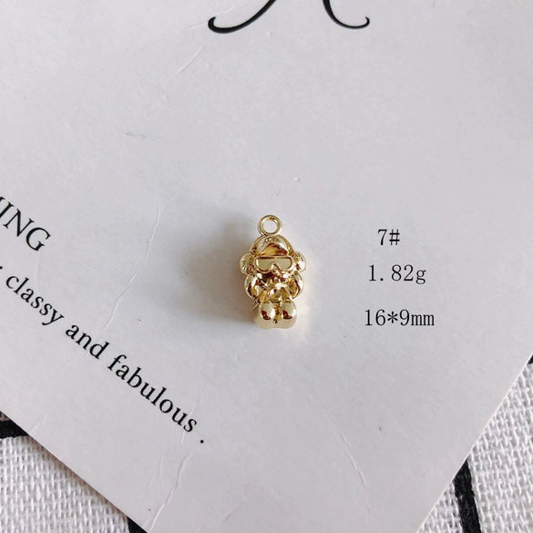 Wholesale Alloy Electroplated Jewelry Retro Literary Cut Out Bear Robot Pendant