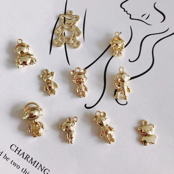 Wholesale Alloy Electroplated Jewelry Retro Literary Cut Out Bear Robot Pendant