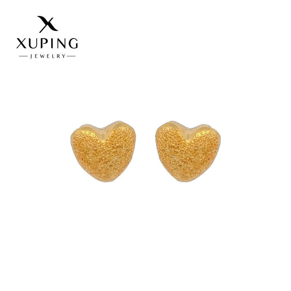 Wholesale Alloy Electroplated 24K Gold Frosted Heart Shape Women's Earrings Simple Style