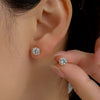 Wholesale Alloy Electroplated 24K Gold Simple Geometric Sixclaw Single Zircon Unisex Earrings