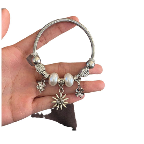 Wholesale Alloy Electroplated Little Fresh Style Sunflower Beaded Diy Bracelet