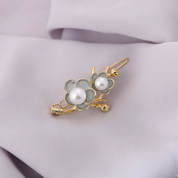 Wholesale Alloy Electroplated Mori Style Plant Flowers Tassel Hair Clip For Women