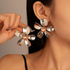 Wholesale Alloy Electroplated Simple Plant Flower And Leaf Pattern Pin Earrings For Women