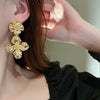Wholesale Alloy Electroplated Simple Plant Flower And Leaf Pattern Pin Earrings For Women