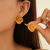 Wholesale Alloy Electroplated Simple Plant Flower And Leaf Pattern Pin Earrings For Women
