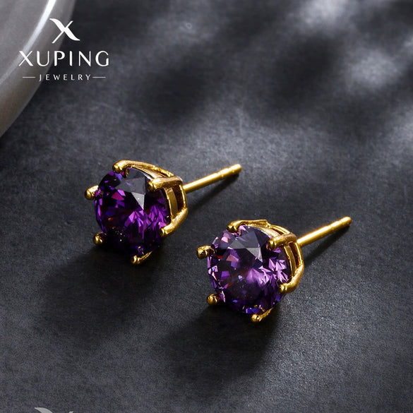 Wholesale Alloy Electroplated Single Zircon Women's Fashion Simple Highend Exquisite Jewelry Earrings