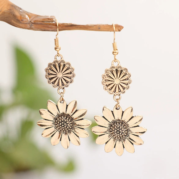 Wholesale Alloy Electroplated Sunflower Women's Earrings