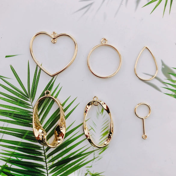 Wholesale Alloy Electroplating Geometric Heart Drop Double Hanging Earrings Pendant Jewelry Accessories