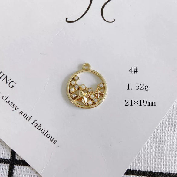 Wholesale Alloy Electroplating Jewelry Accessories Star Love Lock Hollow Inlay Small Pendant