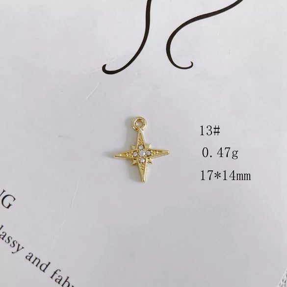 Wholesale Alloy Electroplating Jewelry Accessories Star Love Lock Hollow Inlay Small Pendant