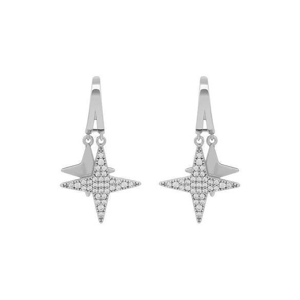 Wholesale Alloy Elegant Double Star Micropaved Zircon Earrings