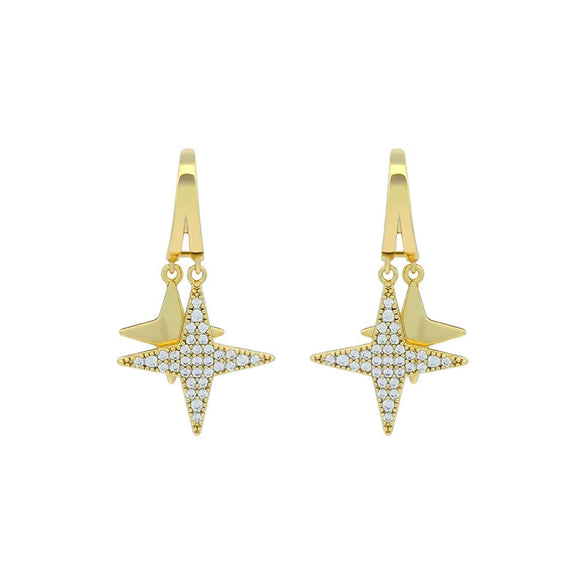 Wholesale Alloy Elegant Double Star Micropaved Zircon Earrings