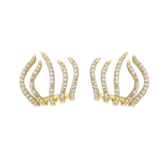 Wholesale Alloy Exaggerated Geometric Fiveclaw Earrings With Electroplating Treatment