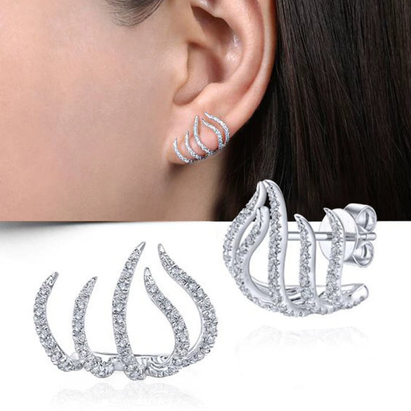 Wholesale Alloy Exaggerated Geometric Fiveclaw Earrings With Electroplating Treatment
