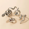 Wholesale Alloy Exaggerated Snake Animal Zodiac Ring Fourpiece Set Electroplated
