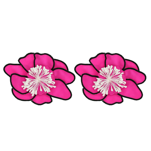 Wholesale Alloy Fabric Simulation Flower Earrings Handmade Geometric Style For Women