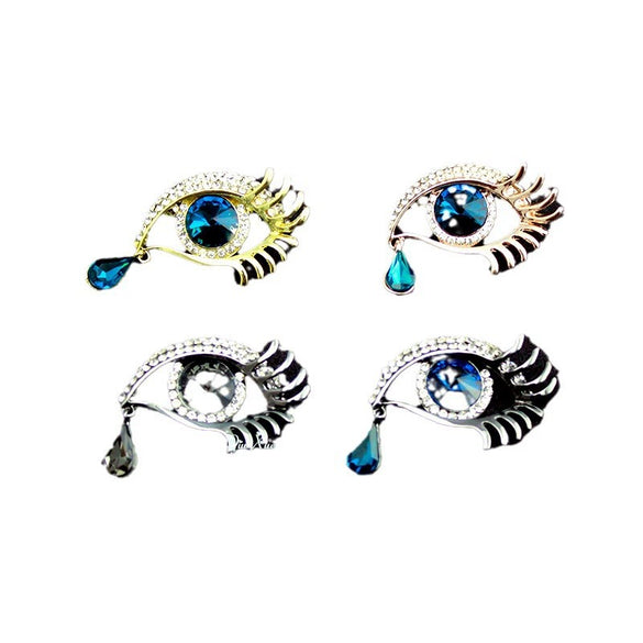 Wholesale Alloy Fashion Big Eyes Tears Brooch Set With Precious Stones Geometric Style Unisex Decoration