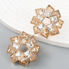 Wholesale Alloy Fashion Colored Diamond Multi Layer Square Rhinestone Windmill Shaped Women's Geometric Earrings