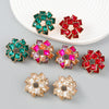 Wholesale Alloy Fashion Colored Diamond Multi Layer Square Rhinestone Windmill Shaped Women's Geometric Earrings