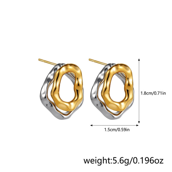 Wholesale Alloy Fashion Geometric And Heart Shape Electroplated Earrings