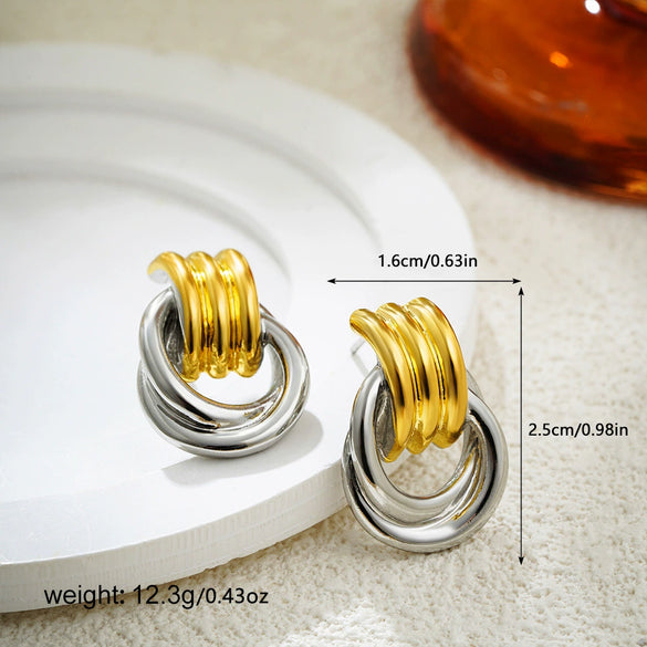 Wholesale Alloy Fashion Geometric And Heart Shape Electroplated Earrings