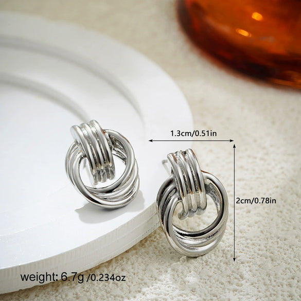 Wholesale Alloy Fashion Geometric And Heart Shape Electroplated Earrings