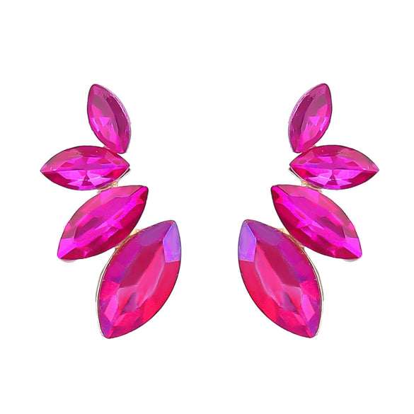Wholesale Alloy Fashion Geometric Earrings With Colored Diamond And Flower Pattern