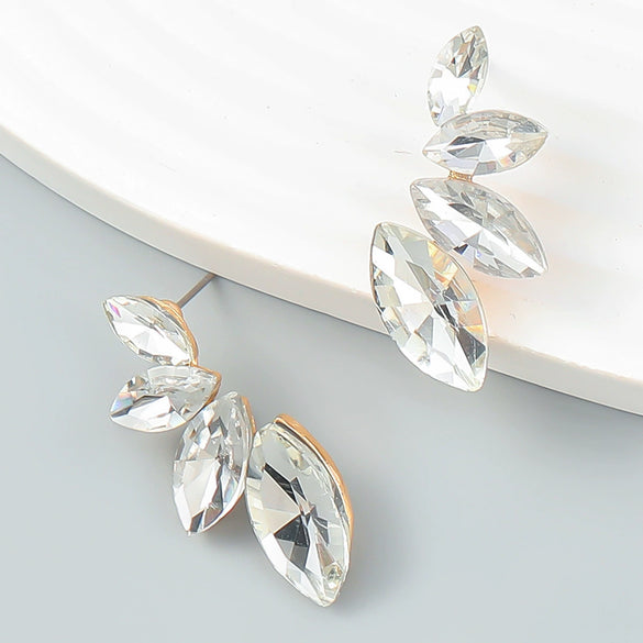 Wholesale Alloy Fashion Geometric Earrings With Colored Diamond And Flower Pattern