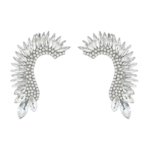 Wholesale Alloy Fashionable Colored Diamond Series Half Heartshaped Earrings With Diamonds And Rhinestones Geometric Design For Women