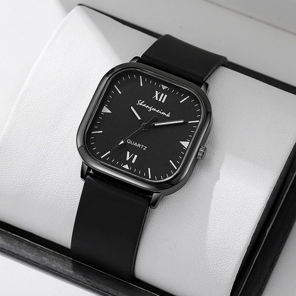 Wholesale Alloy Faux Leather Unisex Square Quartz Watch Simple Trend Leisure Style