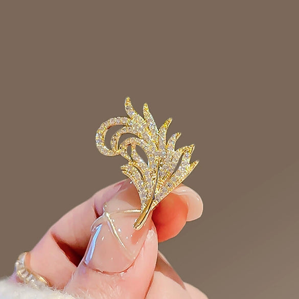 Wholesale Alloy Feather Brooch Women's Natural Style Electroplated