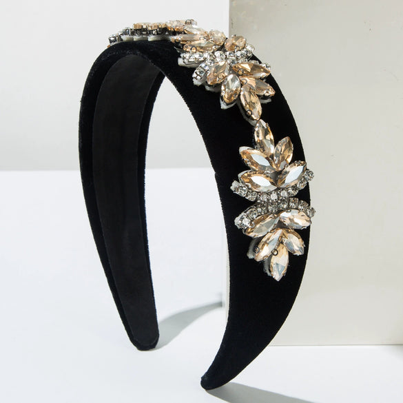 Wholesale Alloy Flannel Baroque Diamond Flower Headband For Women