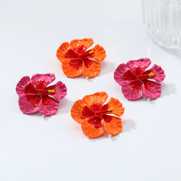 Wholesale Alloy Floral Dripping Oil Earrings For Women