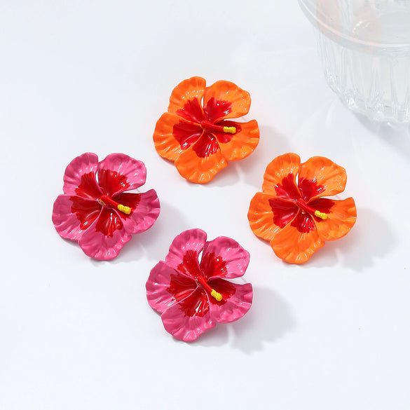 Wholesale Alloy Floral Dripping Oil Earrings For Women