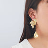 Wholesale Alloy Flower And Leaves Pattern Electroplated Women's Fashion Earrings