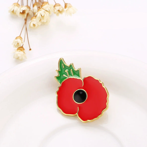 Wholesale Alloy Flower Brooch With Electroplating Poppy Flower Design Leadfree And Nickelfree For Women