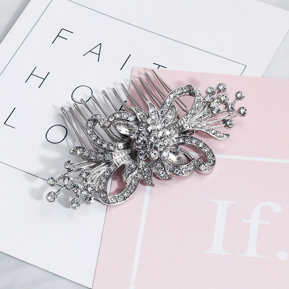 Wholesale Alloy Flower Diamond Women's Retro Headdress Hair Comb