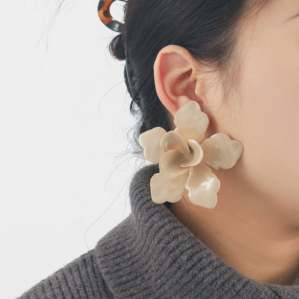 Wholesale Alloy Flower Dripping Oil Fashion Exaggerated Women's Earrings