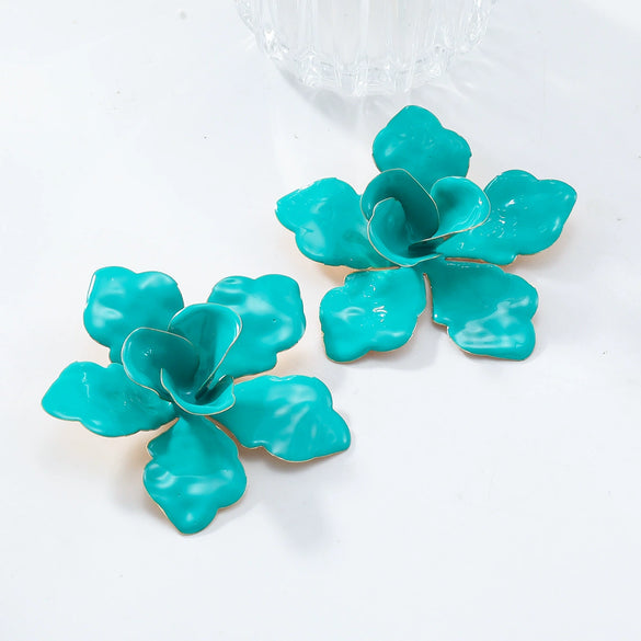 Wholesale Alloy Flower Dripping Oil Fashion Exaggerated Women's Earrings